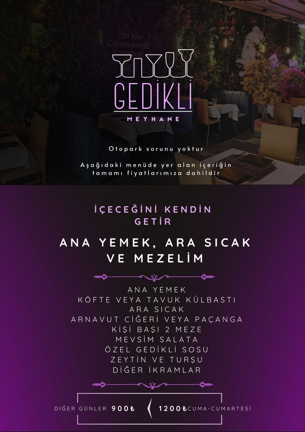 Gedikli Meyhane İçeceğini Kendin Getir - Ana Yemek